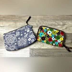 Thirty-One Organizer Wallet & Grey/ White Small Cosmetic Bag